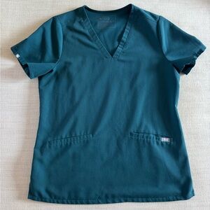 FIGS DARK TEAL CASMA THREE- POCKET SCRUB TOP